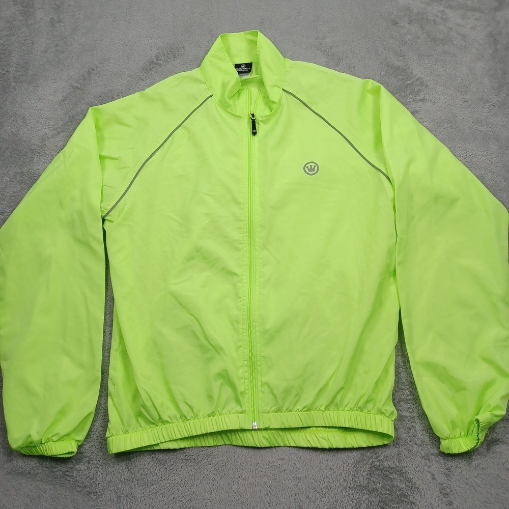 Canari Jacket Mens Medium Yellow High Visibility Full Zip Cycling Biking